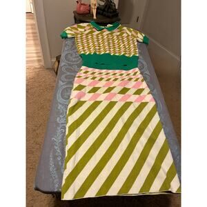 RIVIR Geometric Knit Top Skirt Set Womens size L 2 Piece Matching Stretch Outfit